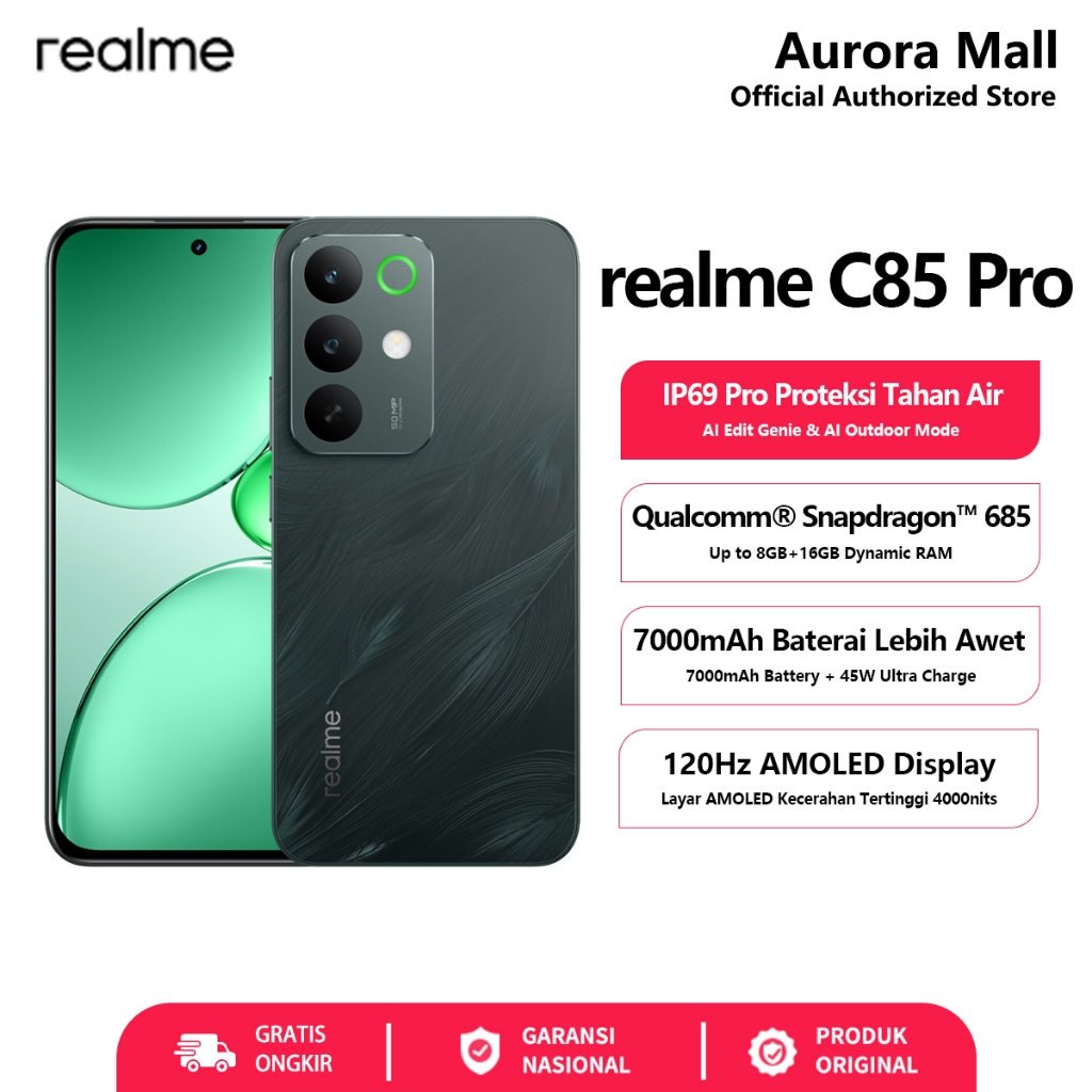 Hp realme C85 Pro 8/128GB 8/256GB RAM 8GB+16GB Extended ROM 256GB realme Garansi Resmi