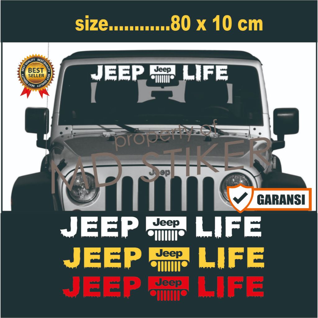 Stiker Cutting Mobil Kaca Depan Jeep minimalis