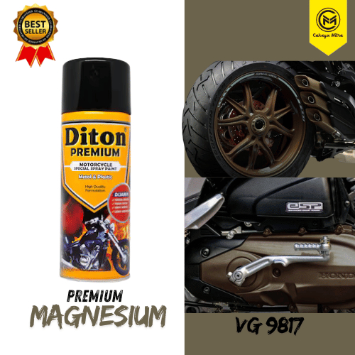 Pilox Diton Premium Magnesium VG 9817 Cat Semprot 400cc Warna Abu-Abu Metalik Doff