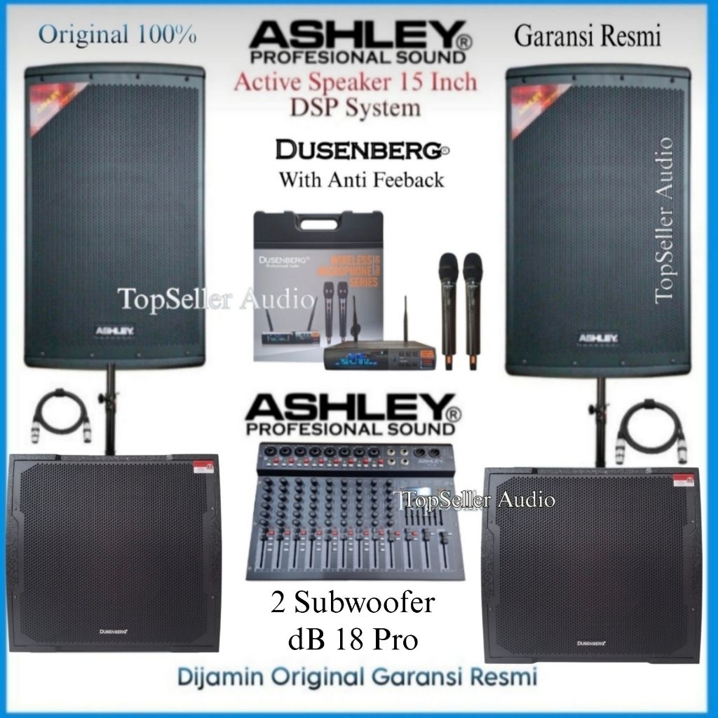 Promo Paket Sound System Speaker Aktif 15 Inch Ashley HERO15A Original Subwoofer DusenBerg dB 18 Pro