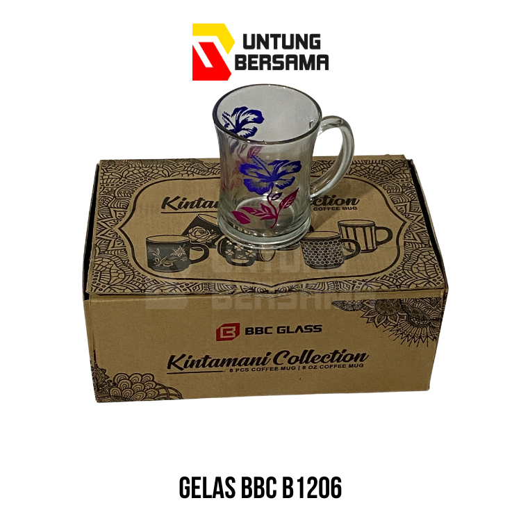 SET GELAS KACA GAGANG BBC B1206 ISI 6 PCS GELAS (1/2 LUSIN)