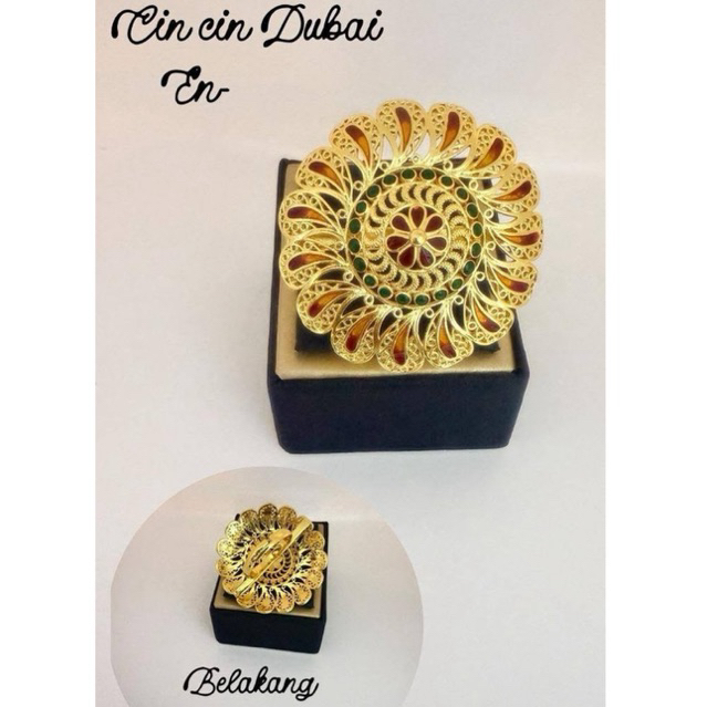 Lunavia accesories Cincin Dubai model bunga lapis emas