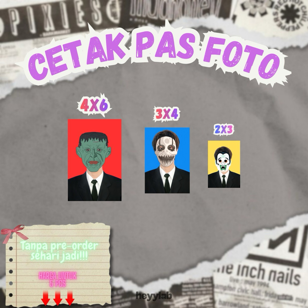 [heyylab] Cetak pas foto 5pcs | print foto | pas foto ukuran 2x3 3x4 4x6 | custom foto