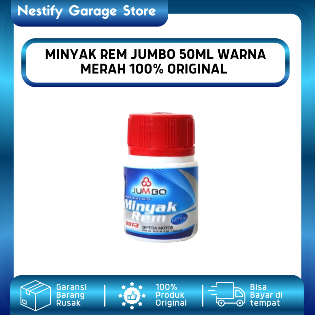 MINYAK REM JUMBO 50ML WARNA MERAH DOT 3 MOTOR MATIC BEBEK SPORT GOOD QUALITY