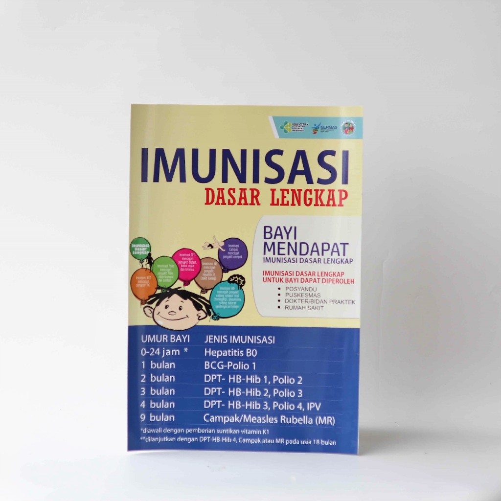Poster KEBIDANAN : Poster Imunisasi Dasar Lengkap untuk Puskesmas dan Klinik Full Color Laminating