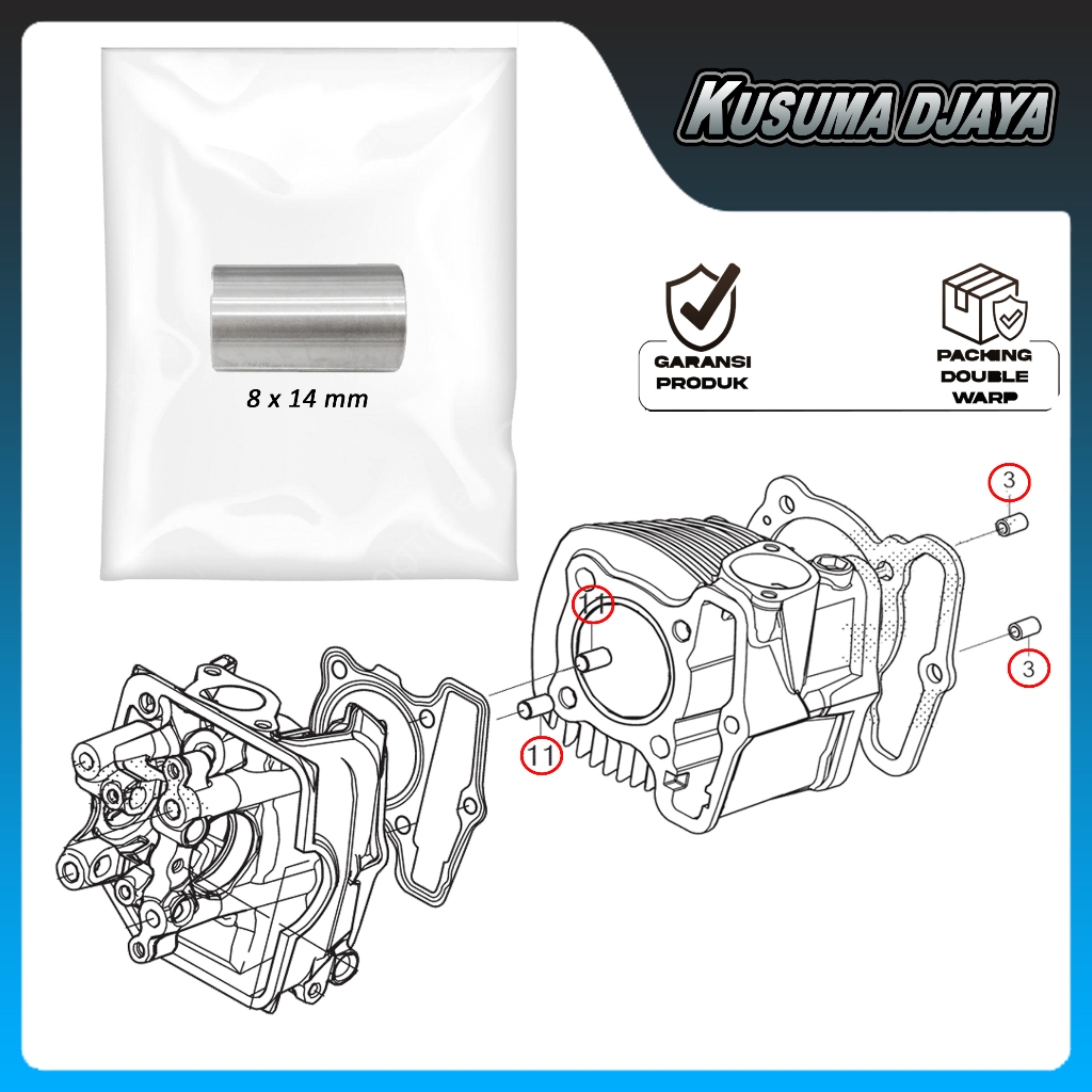 PIN DOWEL BOSH BLOK HEAD BORING BEAT DELUXE GENIO SCOOPY PRESTIGE SATUAN 8X14MM