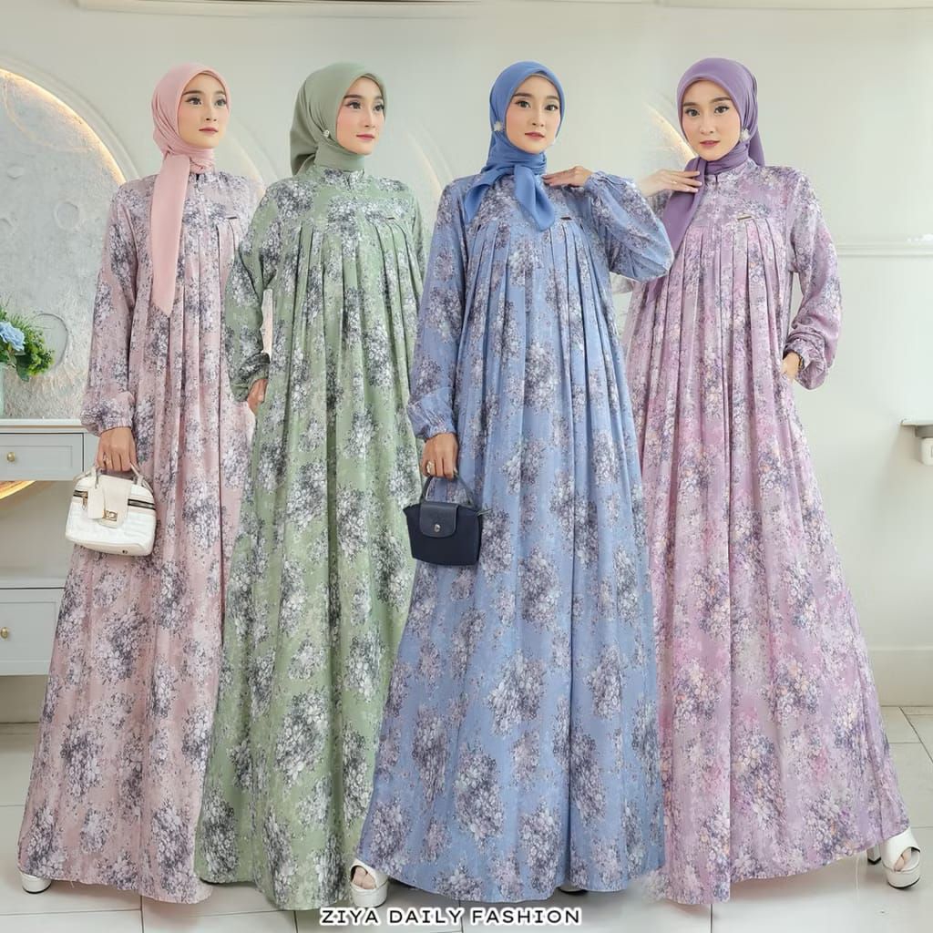 Rekomendasi Gamis Ramadhan Gamis Lebaran Termurah dan Kenian Gamis motif bunga