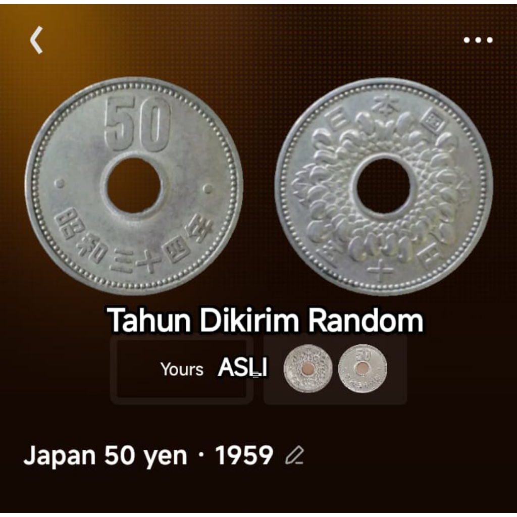 Koin Japan 50 Yen Showa Jepang 1959-1966 Koleksi Uang Logam Coin Lama Kuno Jadul Langka Asing Luar N