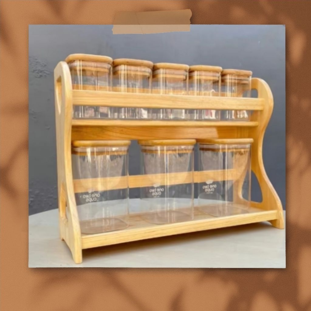 Rak Bumbu Dapur / Rak Bumbu Kayu / Rak Bumbu Susun / Rak Bumbu Dapur Kayu / Rak Bumbu estetik / Rak 
