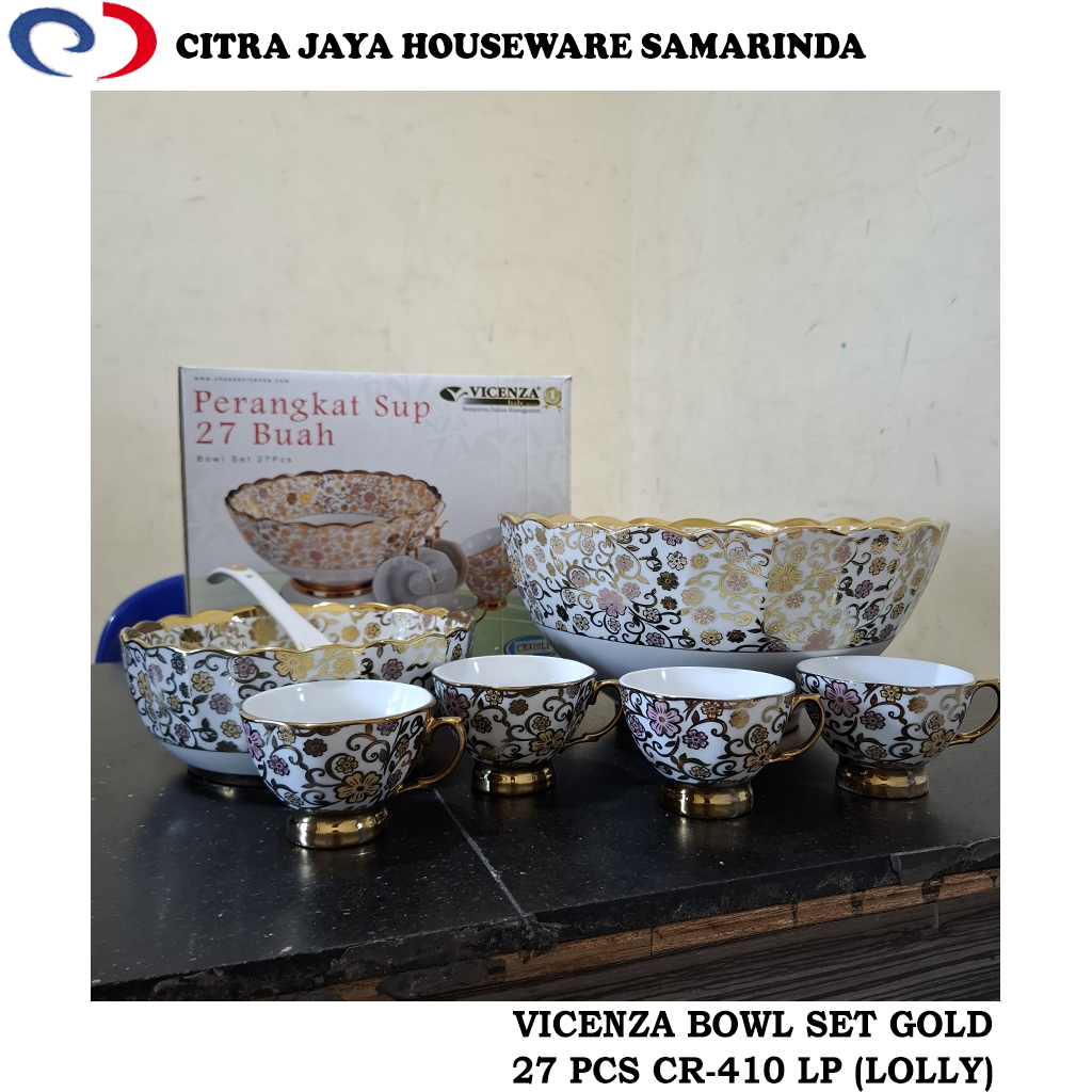 Mangkok Set / Bowl Set Keramik MOTIF GOLD LOLLY VICENZA CR-410 LP (PER 1 SET)