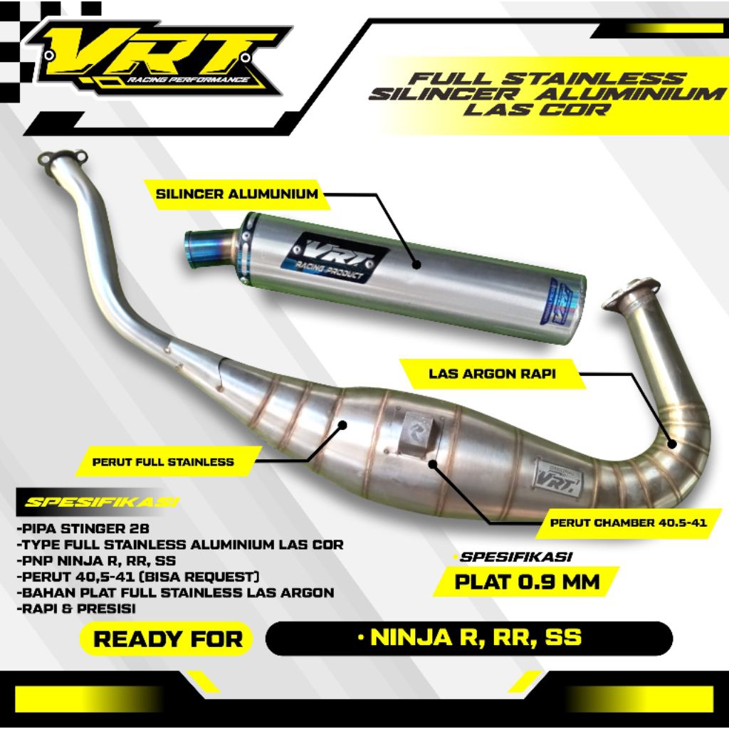 KNALPOT NINJA R/RR/SS FULL STANLIS ORIGINAL VRT RACING PERFORMANCE