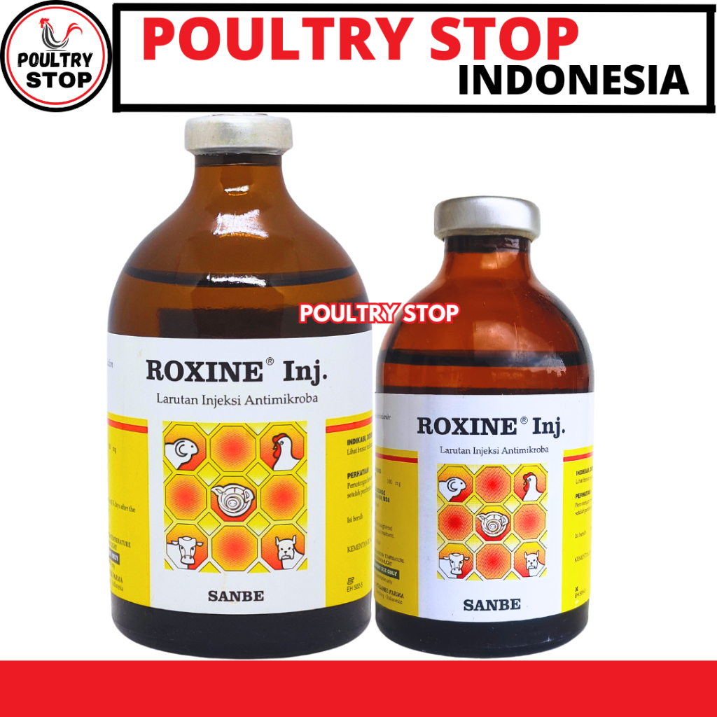 ROXINE INJ 100ML ROXINE 50ML SANBE - Obat Hewan Antibakteri Pernafasan Ternak Sapi Ayam Unggas Babi