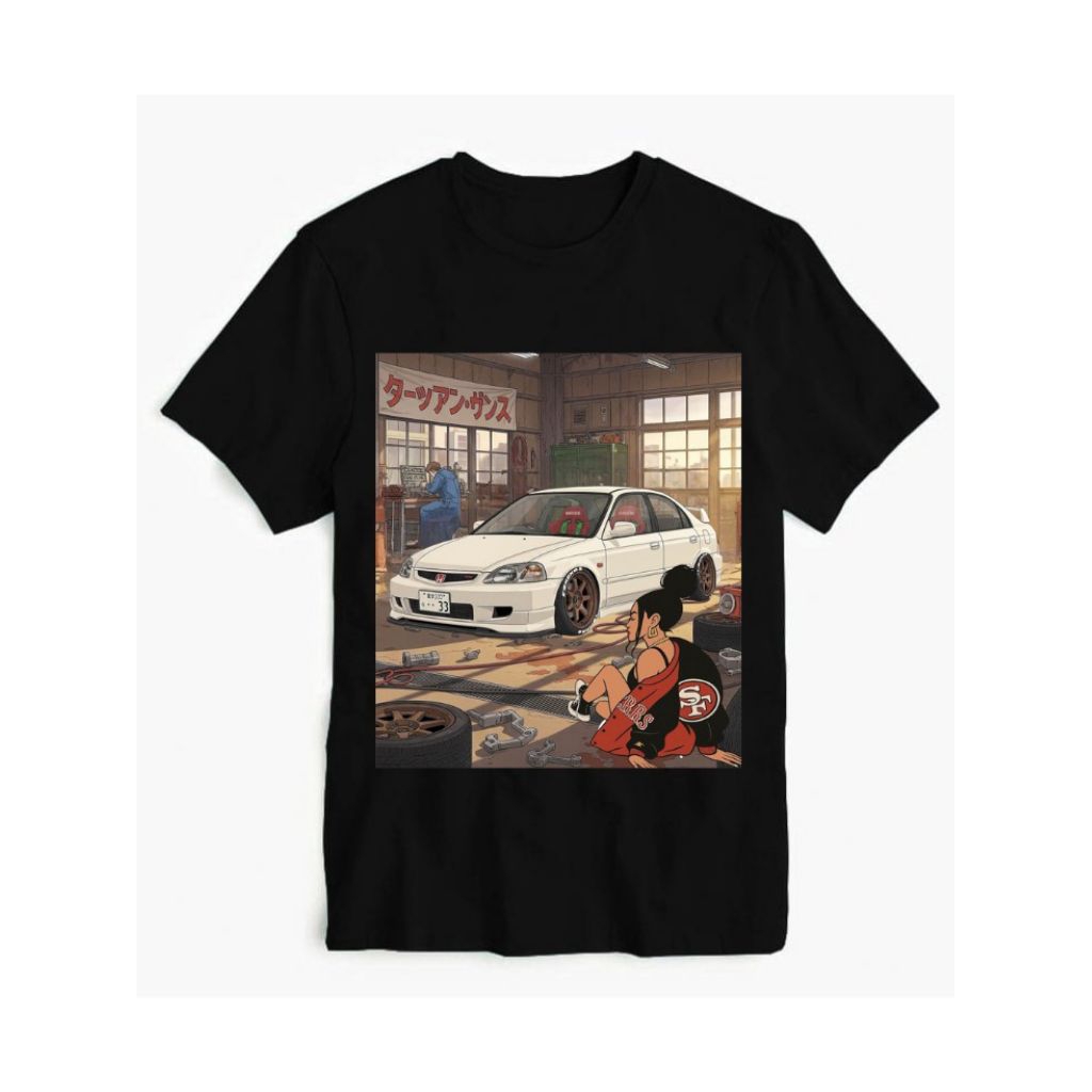kaos Honda Civic Ferio Eks JDM Style T Shirt Unisex Pria dan Wanita