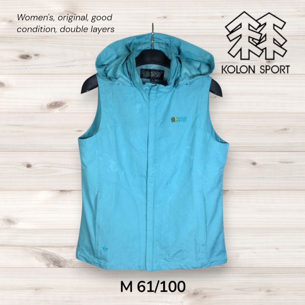 KOLON SPORT Woman Hoodie Vest Jacket Sleeveless Running Sport Outdoor Original Size M