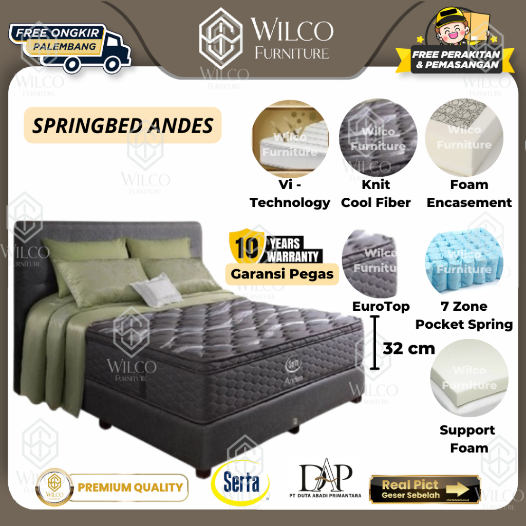 Matras Springbed Serta Andes/ Kasur Serta New Andes Cool Fiber - 100 x 200