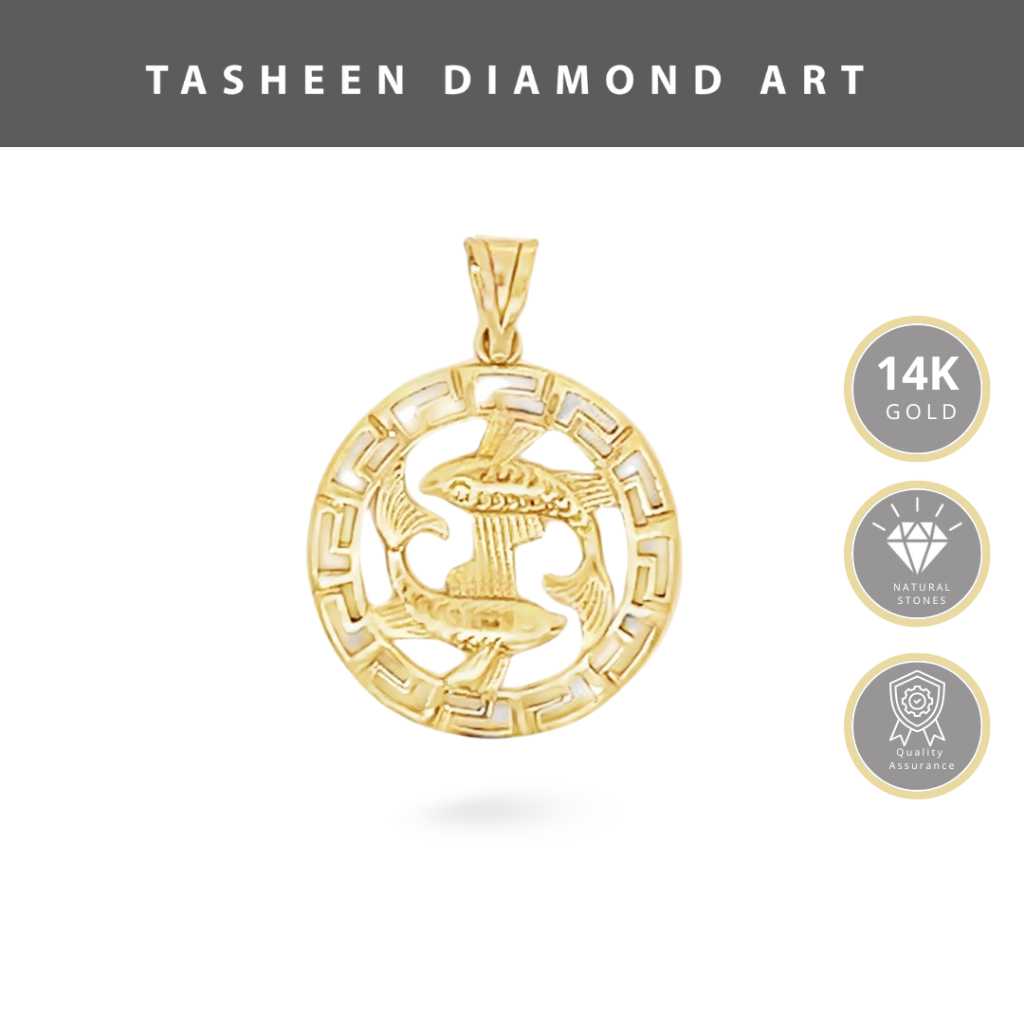 TDA Gold Pisces Intuitive Disc Fish Zodiac Charm Pendant Liontin Kalung Emas Asli