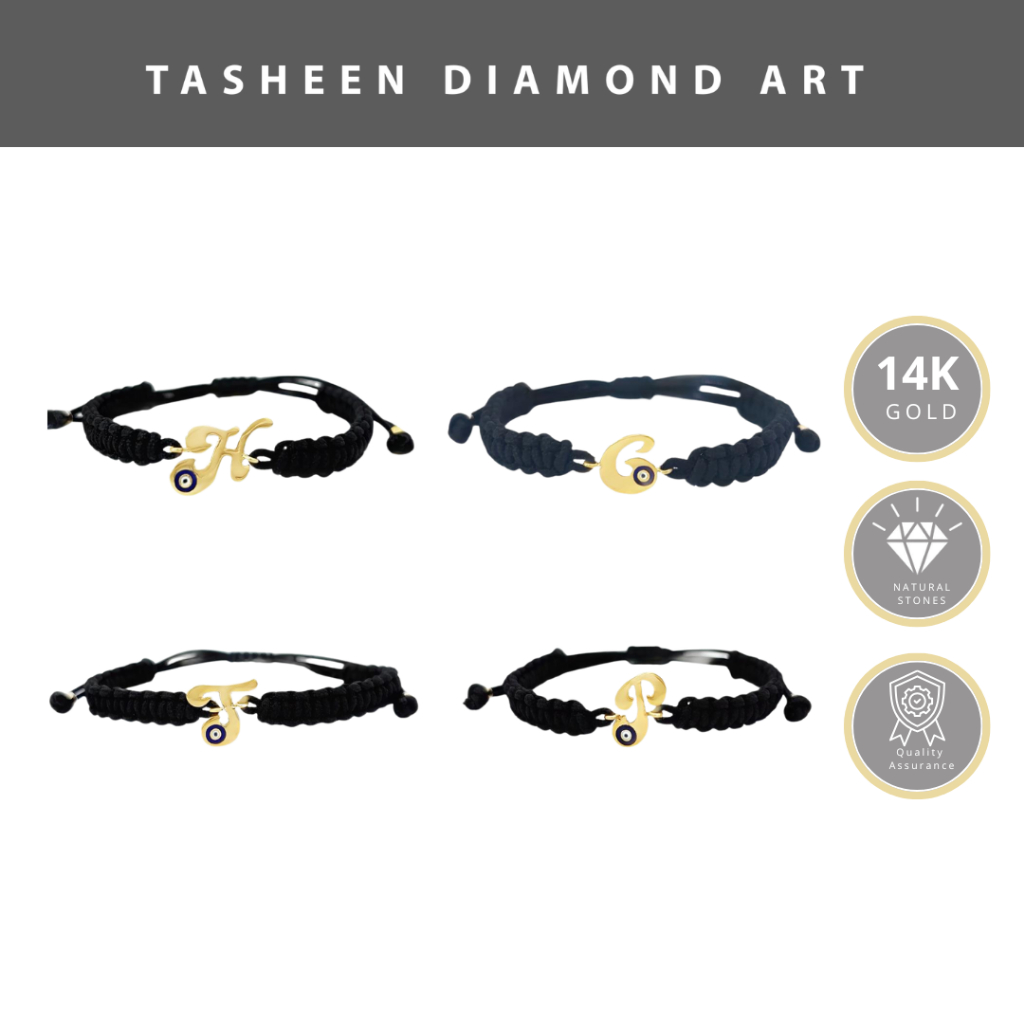 TDA Gelang Tali Emas Asli Inisial Huruf Evil Eye | Gelang Custom Nama Wanita Kado Ulang Tahun