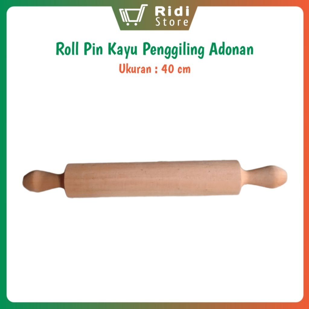 Rolling Pin Kayu Penggiling Adonan Kue Gagang Panjang 40 cm