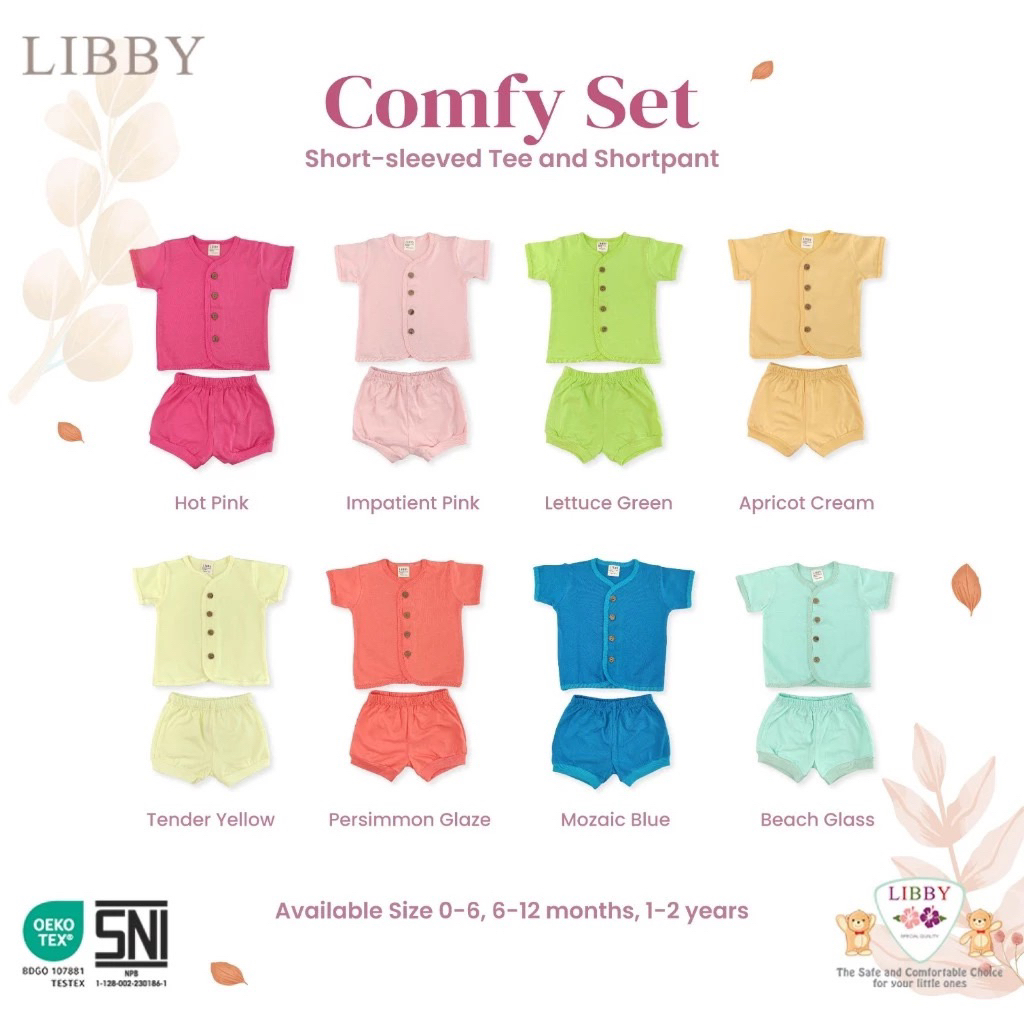 LIBBY Piyama Bayi-Setelan Pendek Bayi-Baju Tidur Bayi-LIBBY EARTH COMFY SET Seri 5 (1 Stel)