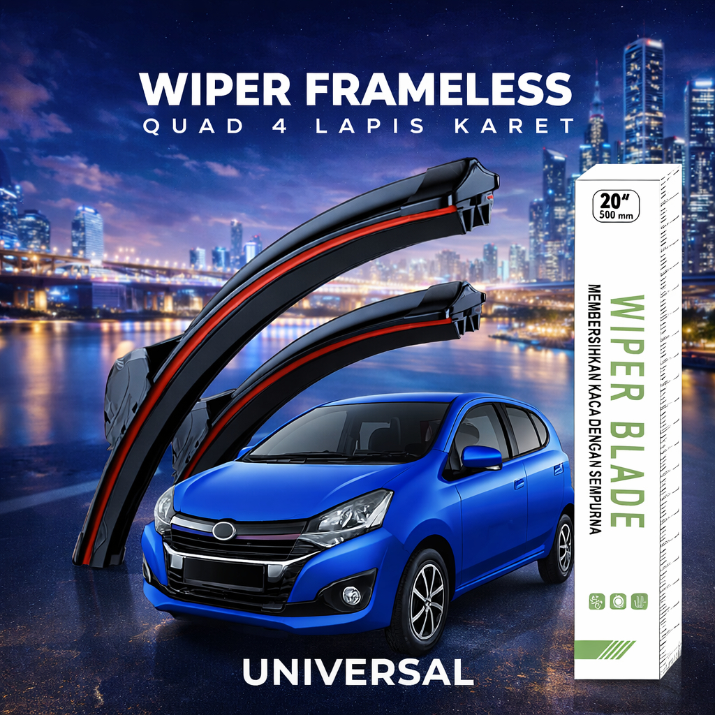1 SET 2 PCS WIPER 4 KARET SEPASANG UNIVERSAL WIPER QUAD 4 LAPIS KARET