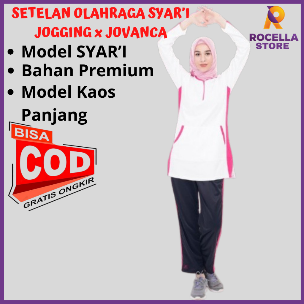 Setelan Pakaian Olahraga Wanita Seragam Olahraga Muslimah Trening  Kaos Jogging Jovanca
