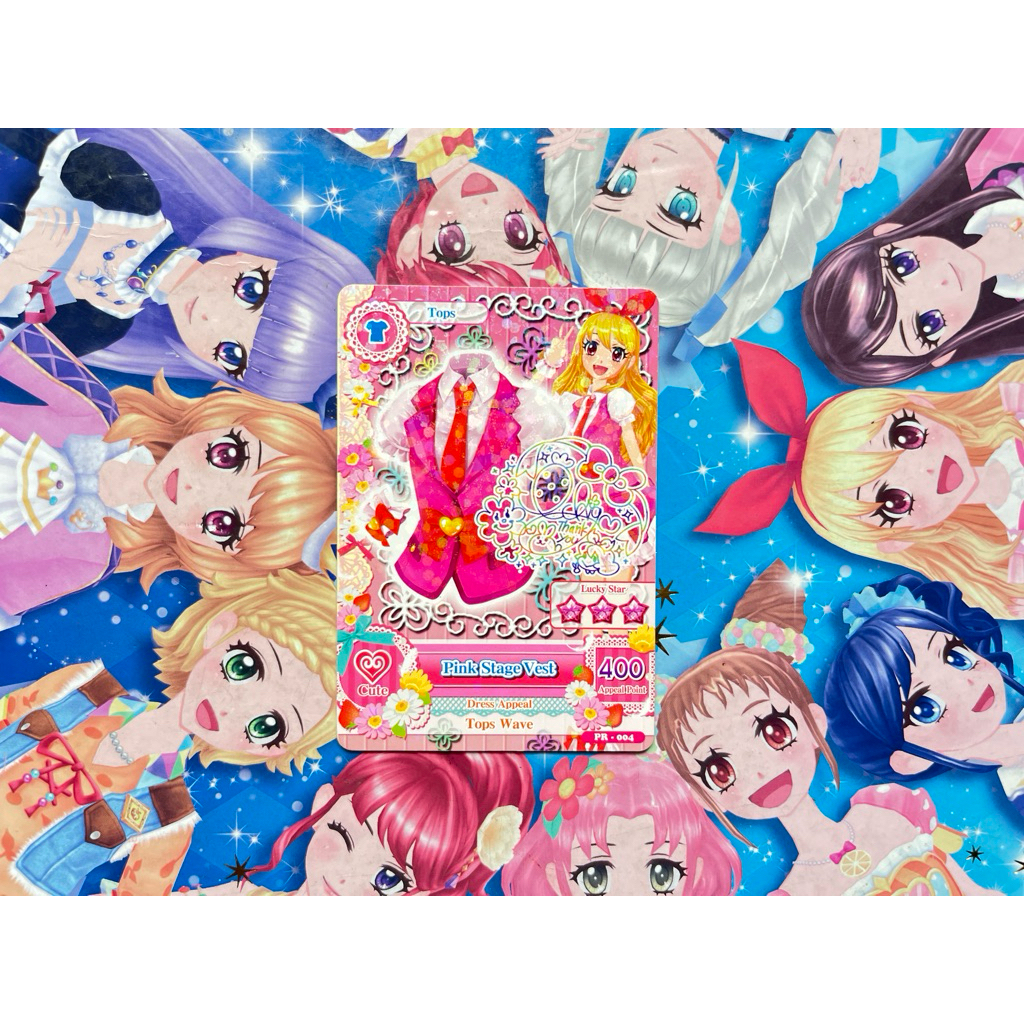 Kartu Aikatsu Ichigo Hoshimiya Pink Stage Vest Signed Version Promotion  Indonesia Angely Sugar Tops