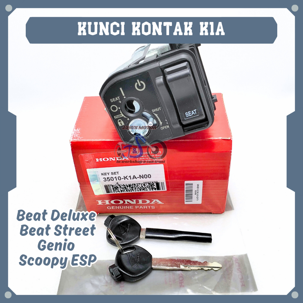 Kunci Kontak Set Honda K1A Konci Motor Beat Deluxe Beat Street Genio Scoopy ESP Keyset + Tutup Jok K