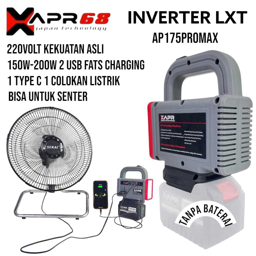 AP175 PRO Inverter genset TANPA baterai LXT ke listrik 220volt pengubah baterai jadi listrik PLN