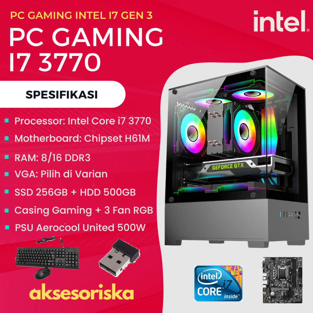 PC Gaming Intel Core i7 3770 PC Rakitan Gaming Edit Desain Intel Core i7 Gen 3