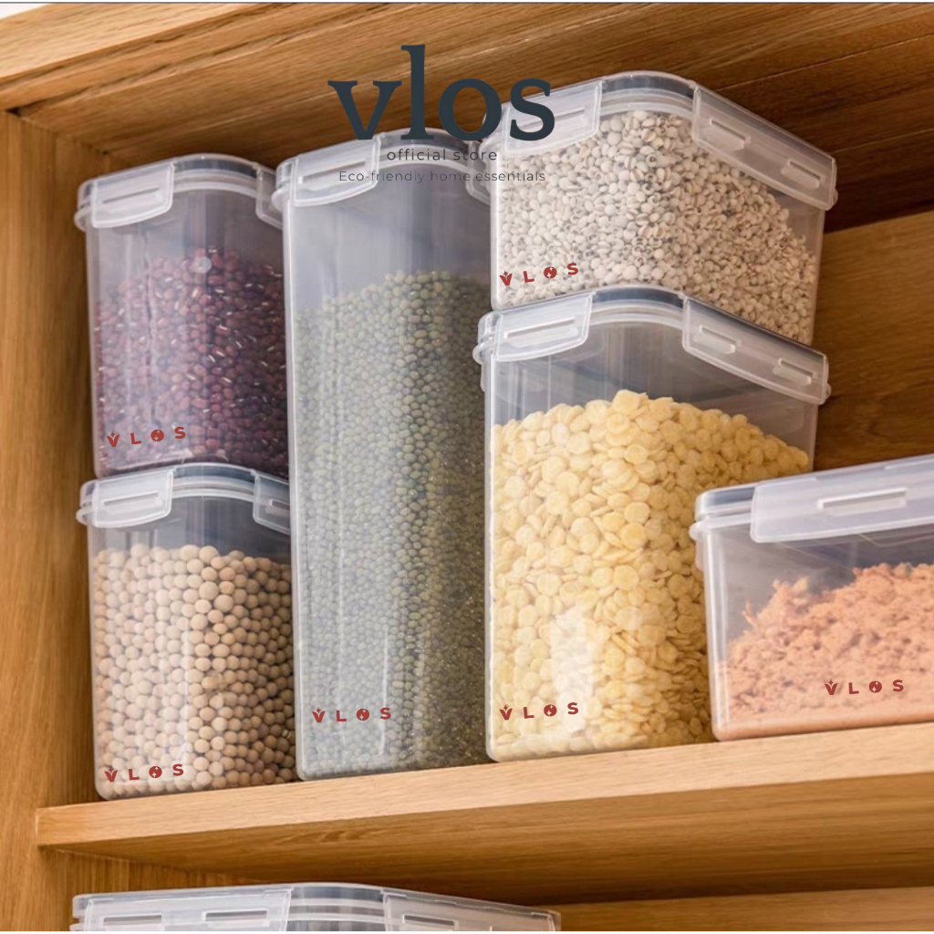 Vlos Kotak Jar Sealed Snack Box Toples Plastik Transparan Penyimpanan Sereal