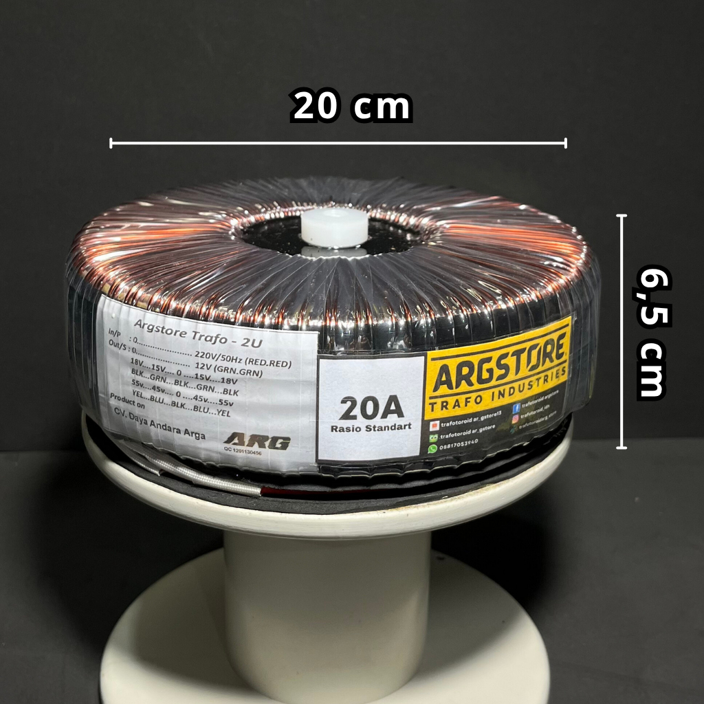 Trafo toroid donat 20A 55V - 45V CT (murni) ARG