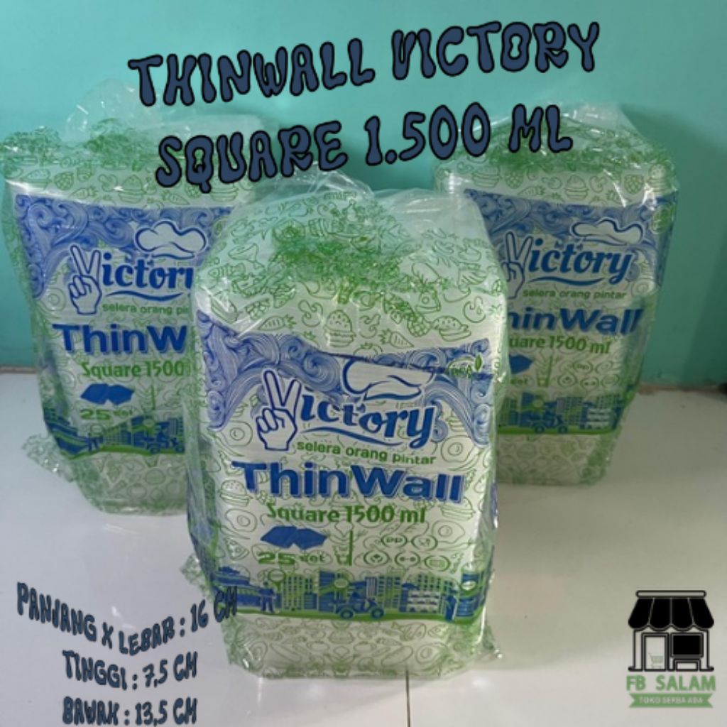 [PACK] Victory Thinwall Rect/Kotak 1.500ml + Tutup