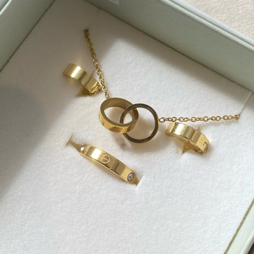 set perhiasan titanium wanita remaja dewasa