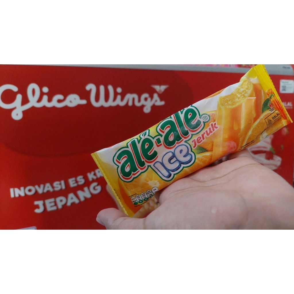 Ice Cream Glico Wings Ale-Ale Jeruk