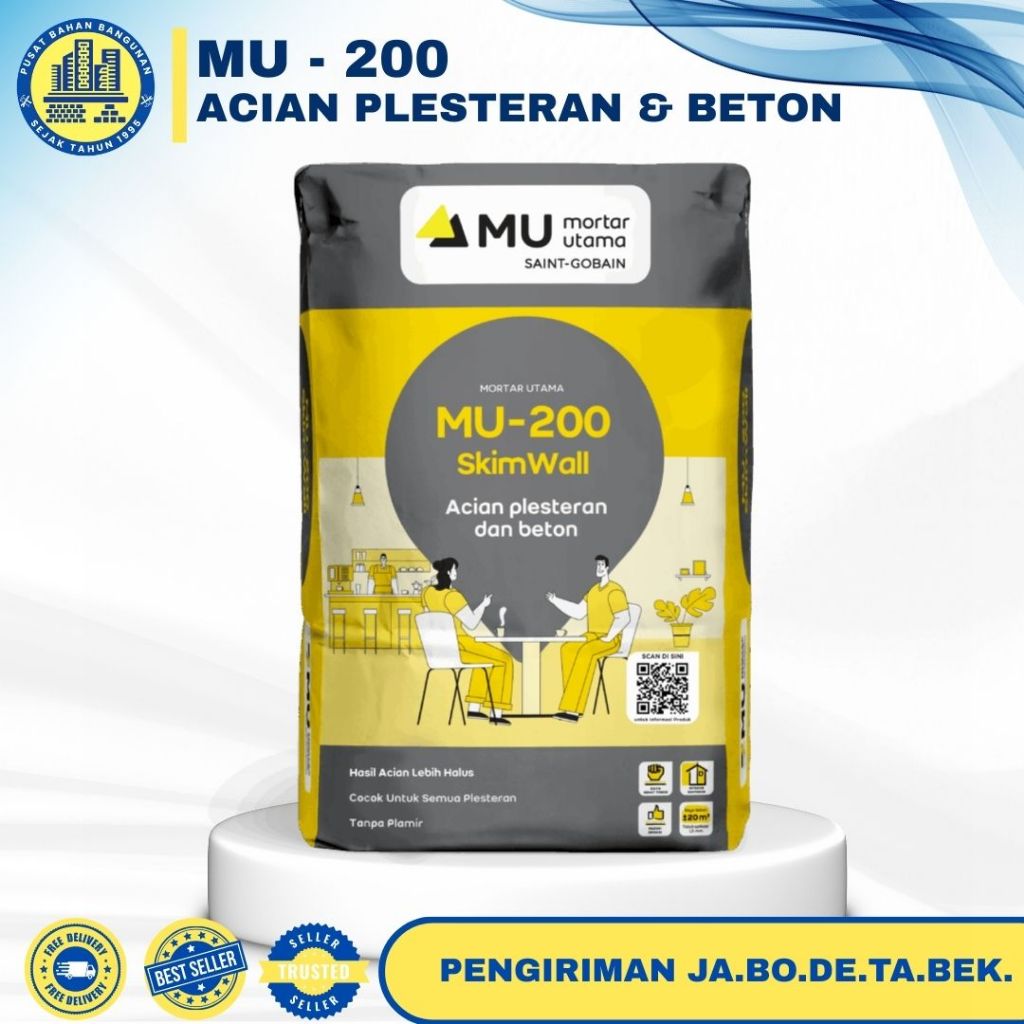 MORTAR UTAMA MU-200 SKIM WALL ACIAN PLESTER & BETON / MORTAR PLESTER INSTAN
