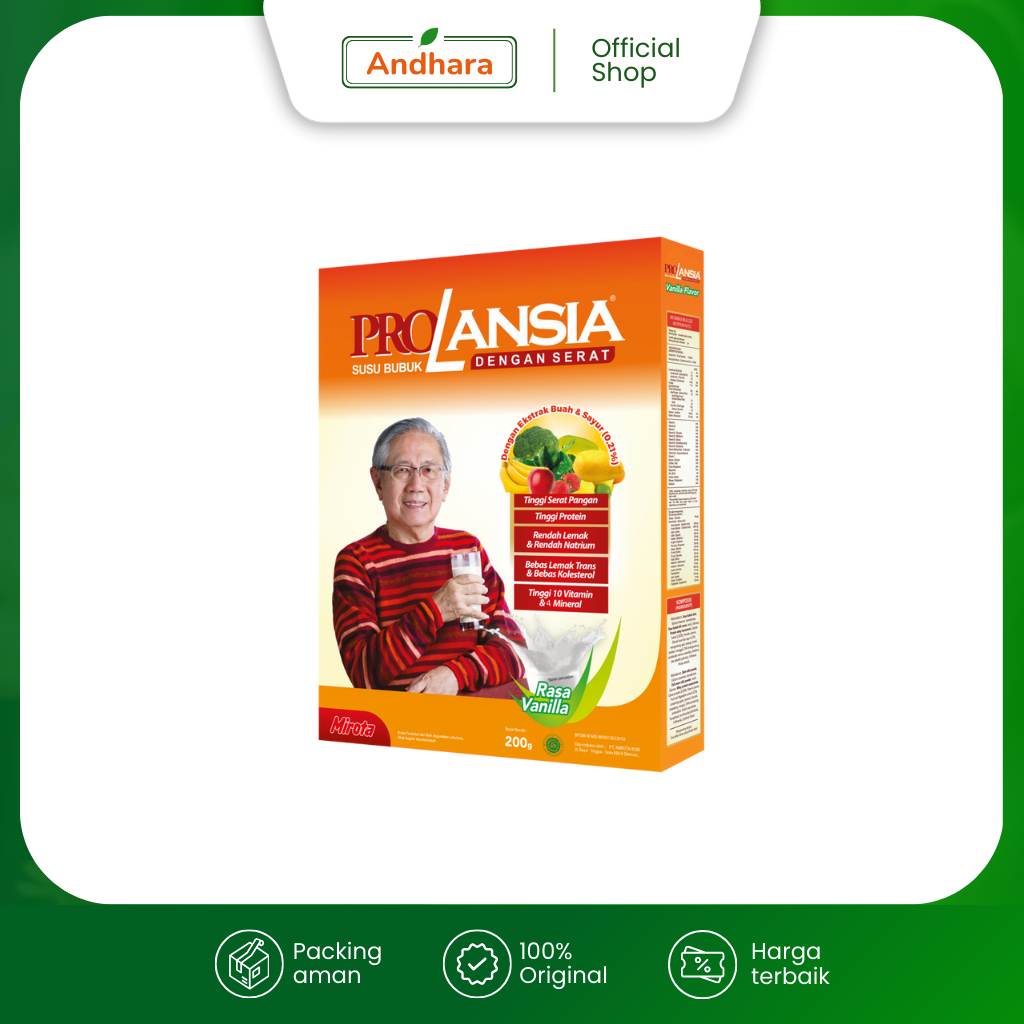 PROLANSIA Rasa Vanilla 200gr – Susu Bubuk dengan Serat untuk Lansia