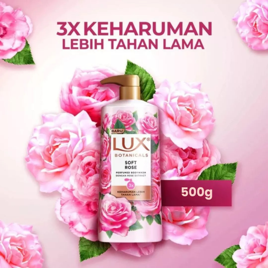 Lux Botanicals Sabun Mandi Cair Lux 500 gram Body Wash Soft Rose Pump Botol 500g g