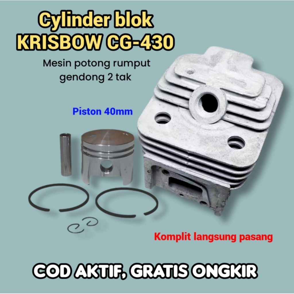 Cylinder blok CG 430 mesin potong rumput 2tak KRISBOW komplit piston - silinder CG430 TNK438