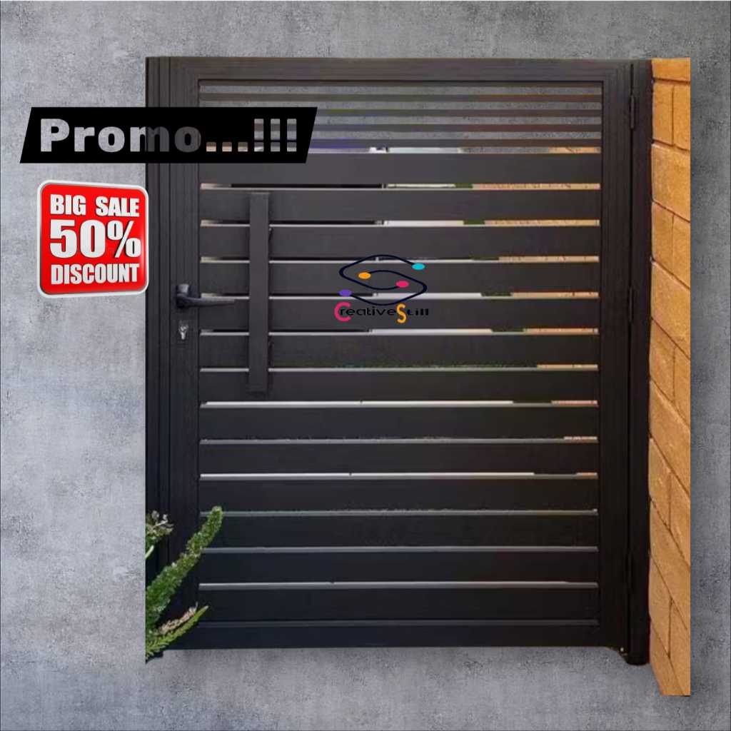 Pintu Pagar Minimalis Bandung UK 100 x 90cm Besi Hollow 2x4 Jarak Padat  Fullset