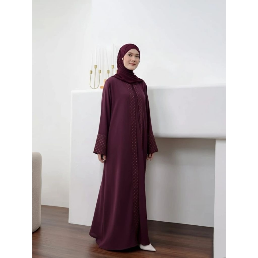 Melisa Abaya Gamis Ceruty Babydoll Mix Tille Kotak Busui Friendly Terbaru 2026 Premium
