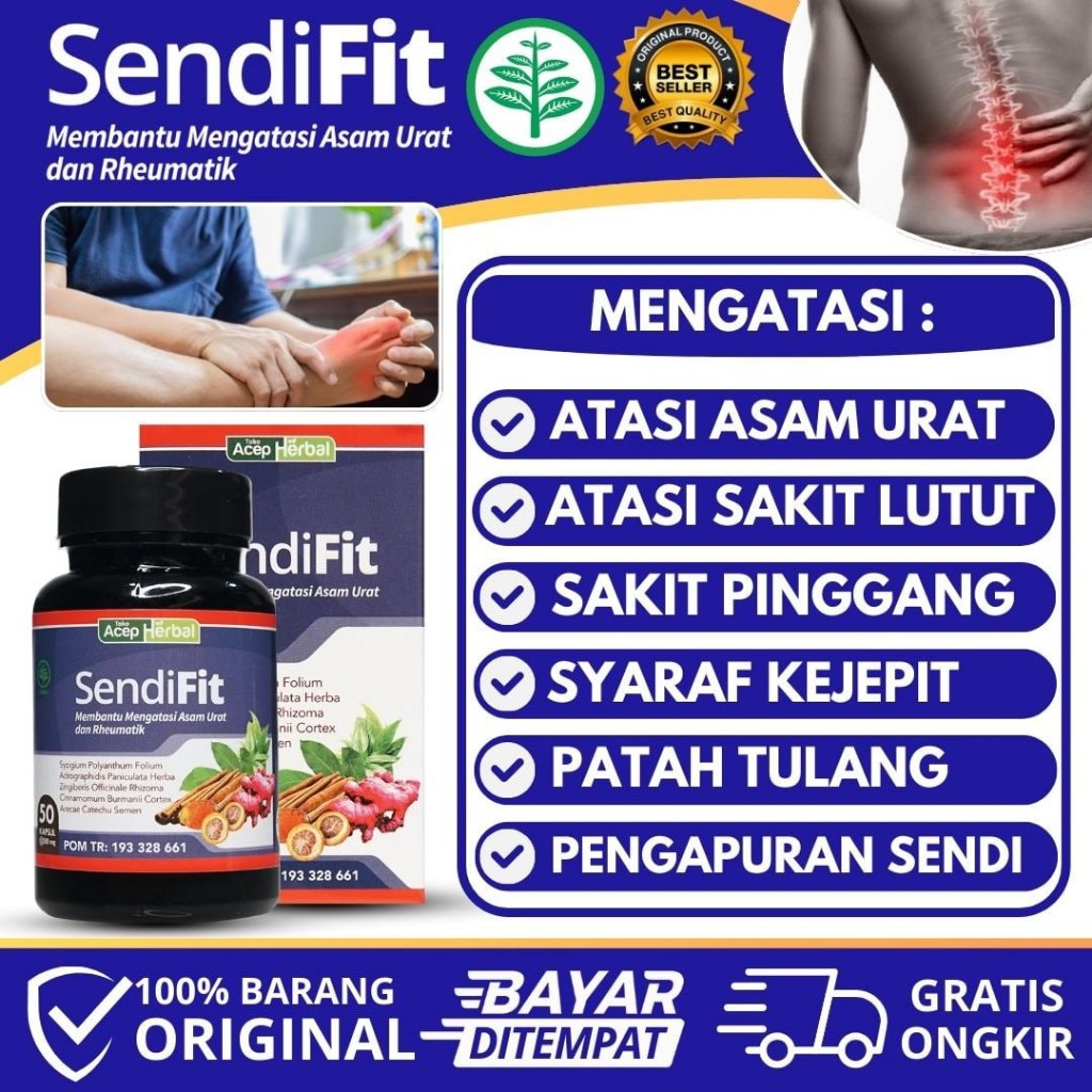 Sendifit Obat Sakit Pinggang Nyeri Sendi Saraf Kejepit, Sakit Bokong Sampai Kaki, Obat Sakit Pantat,