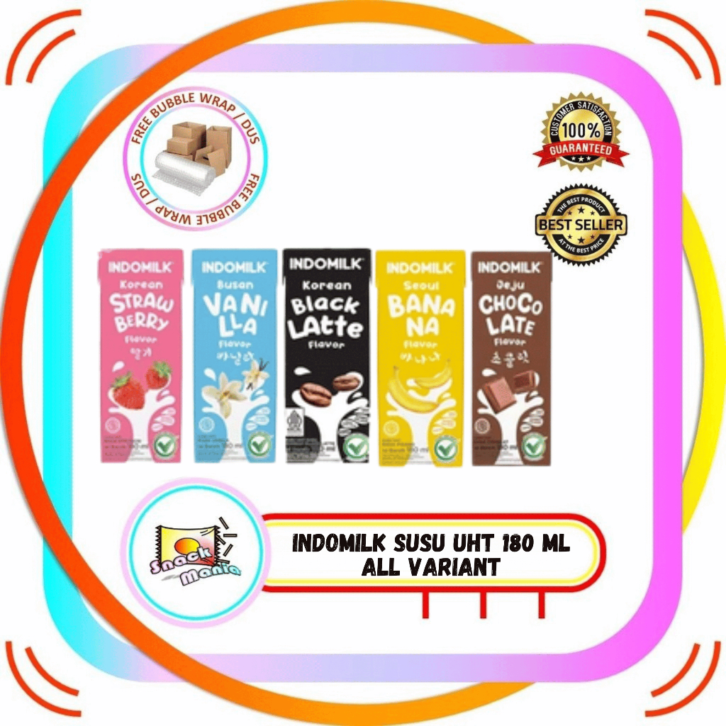 Indomilk Susu UHT Strawberry - Chocolate - Vanilla - Banana - Mango ~ 180 ml