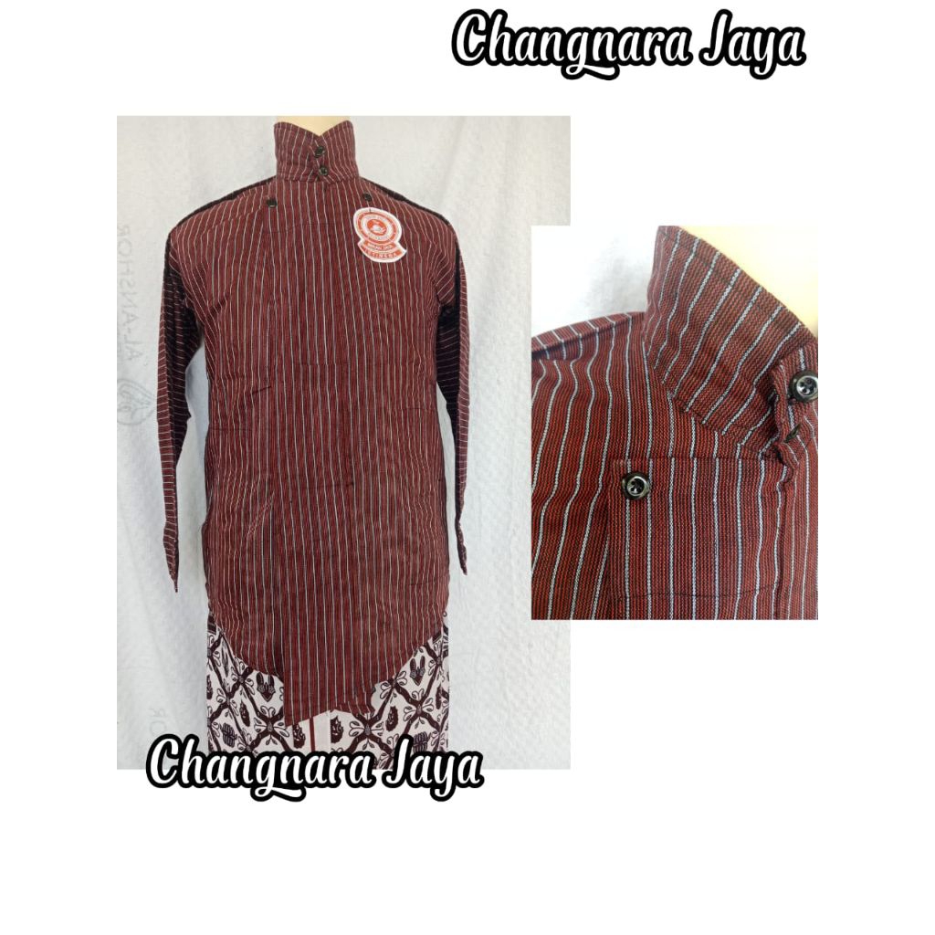 surjan lurik warna merah maroon keong
