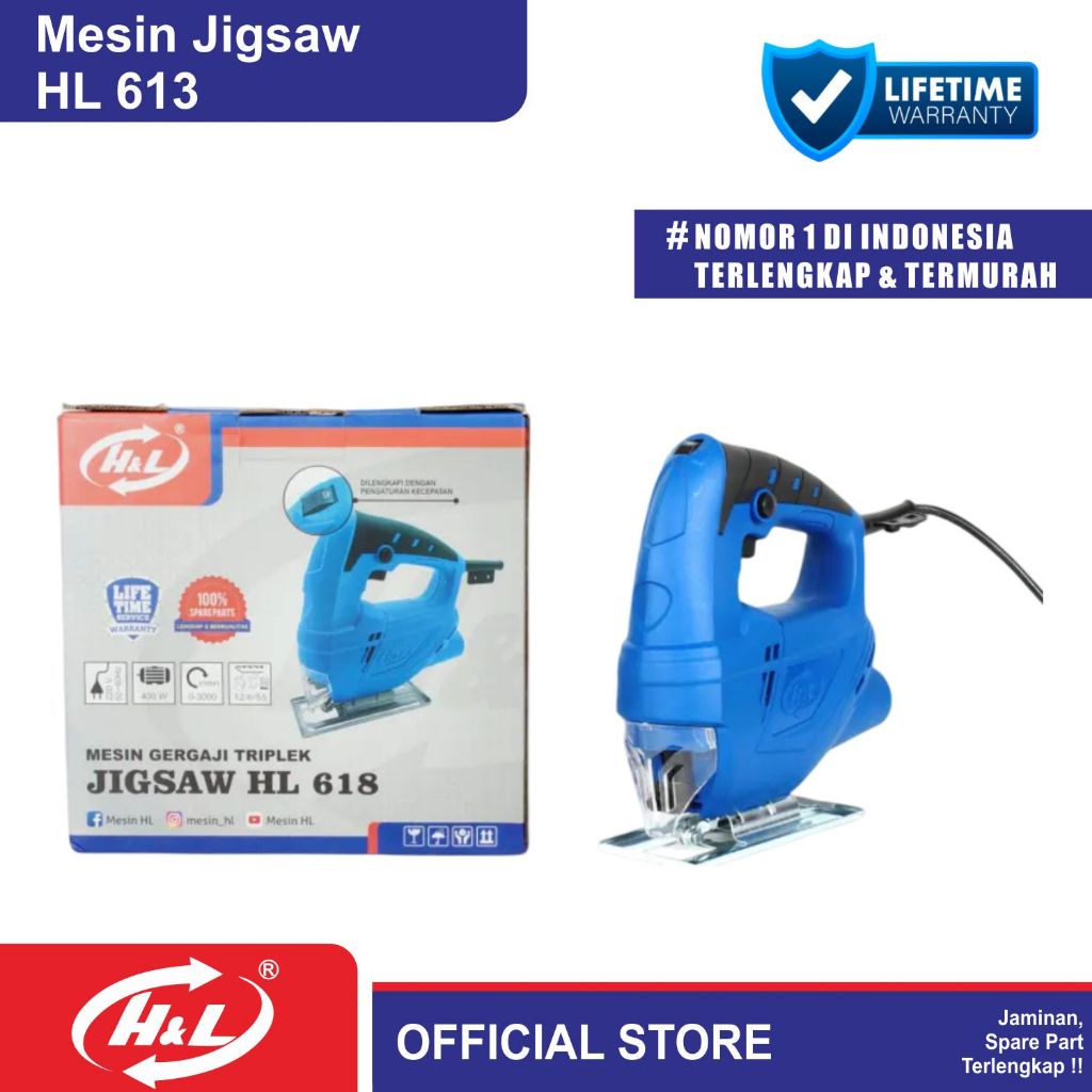 H&L Mesin Jigsaw HL 618 Gergaji Triplek Listrik - Alat Potong Kayu Besi Variable Speed Original