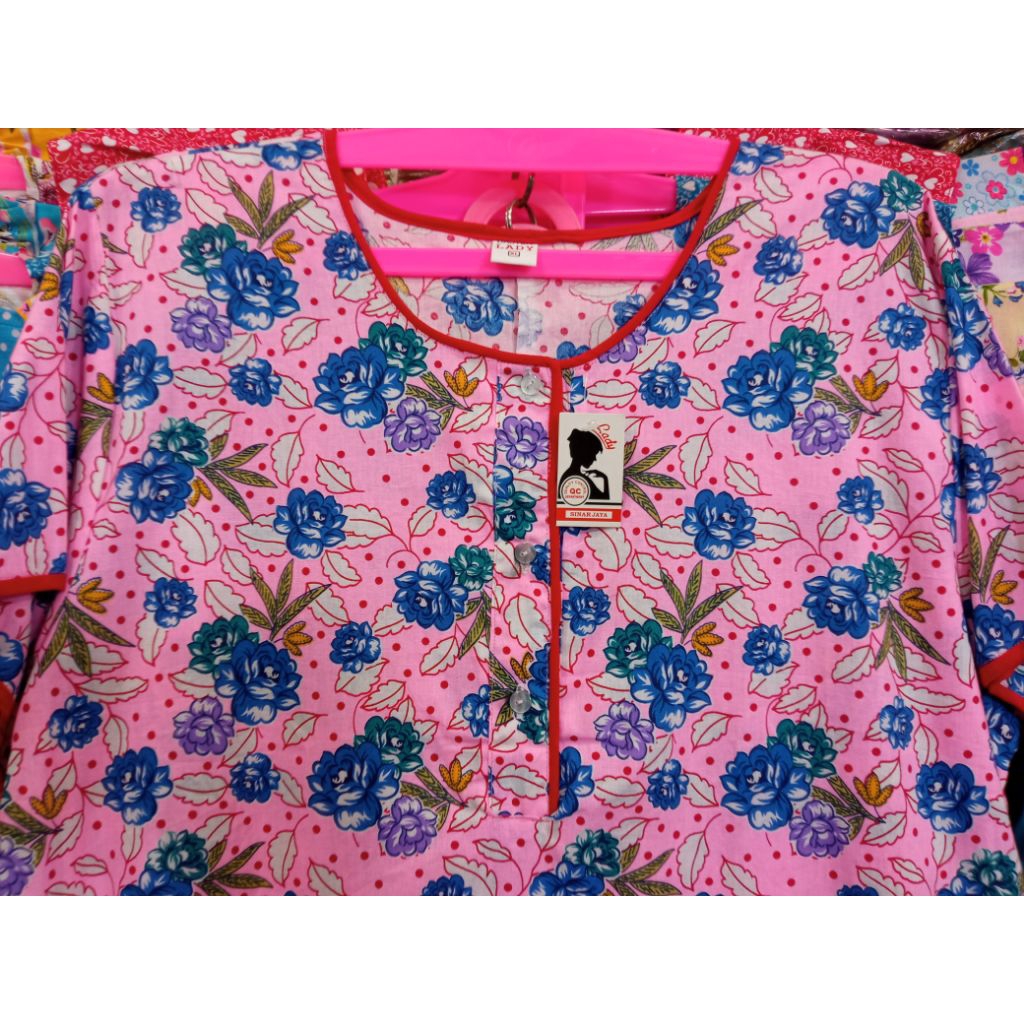 Longdress Daster Panjang Lengan Pendek Katun Jepang Lokal ukuran XL JUMBO Busui Bumil Ibu Hamil dan 