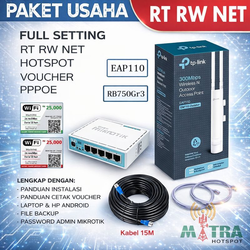 Paket Usaha Wifi Hotspot RT RW NET  EAP110 Omada 360  Siap Pakai