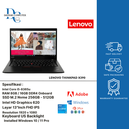 Jual Laptop second Jual Laptop Second Laptop Mulus Lenovo X390 Intel Core i5 i7 RAM 16GB SSD 512GB N