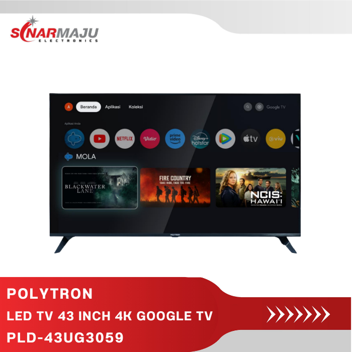LED TV 43 INCH POLYTRON GOOGLE TV 4K UHD PLD-43UG3059