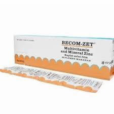 Multivitamin Becom-Zet 1 Strip 10 Kaplet - Suplemen Vitamin B, C, E, dan Zinc