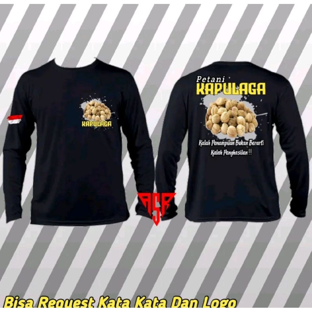 Kaos Hitam Lengan Panjang Petani Kapulaga